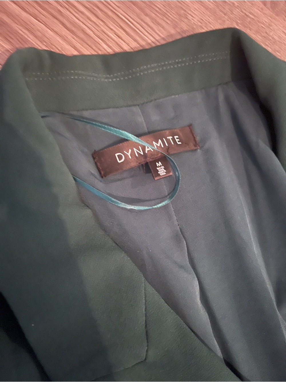 Dynamite Dark Green Wrap Romper Blazer - Picture 2 of 2